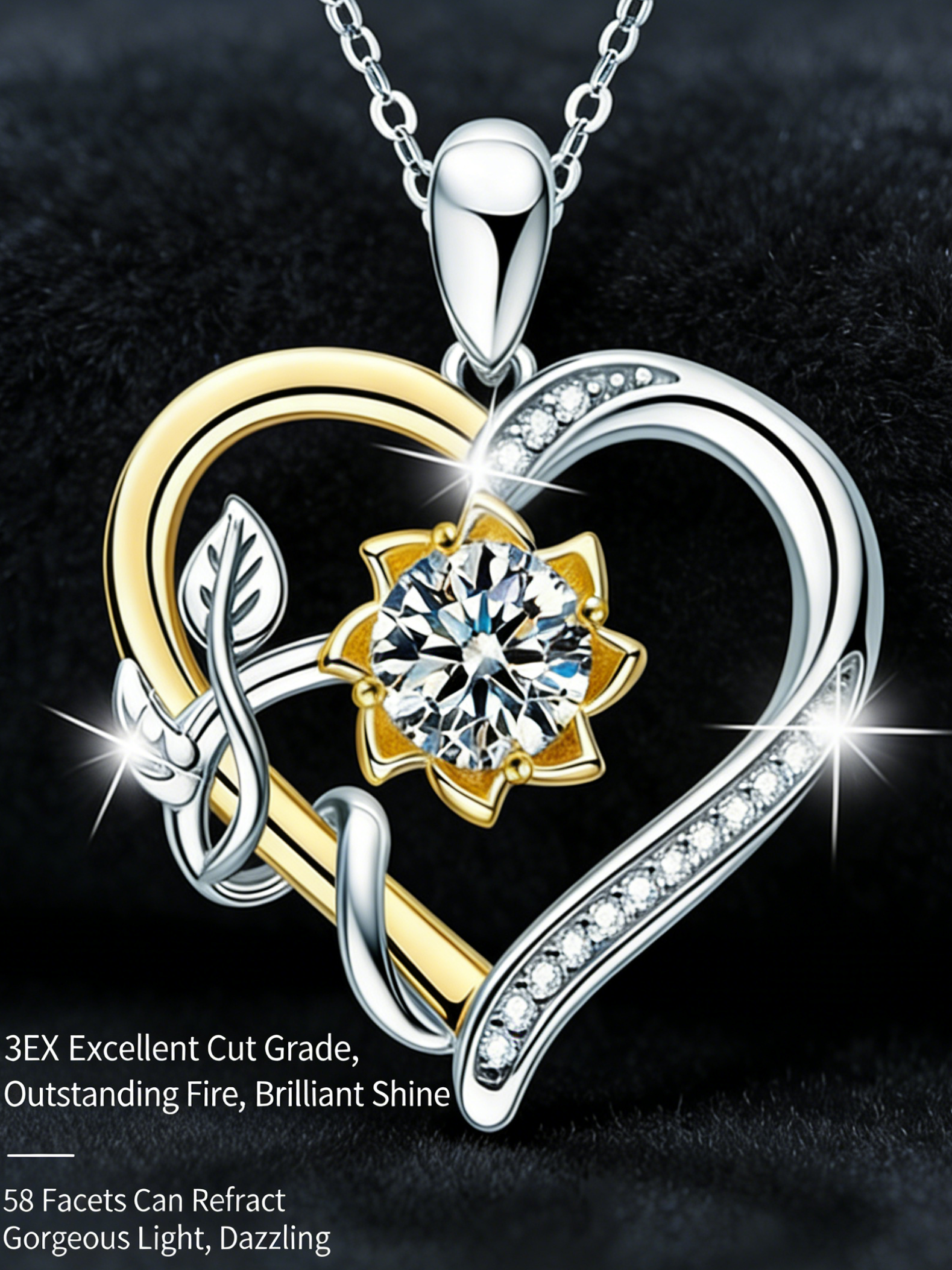 Moissanite Heart Necklace - HJewelry