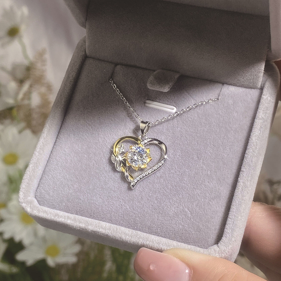 Moissanite Heart Necklace - HJewelry