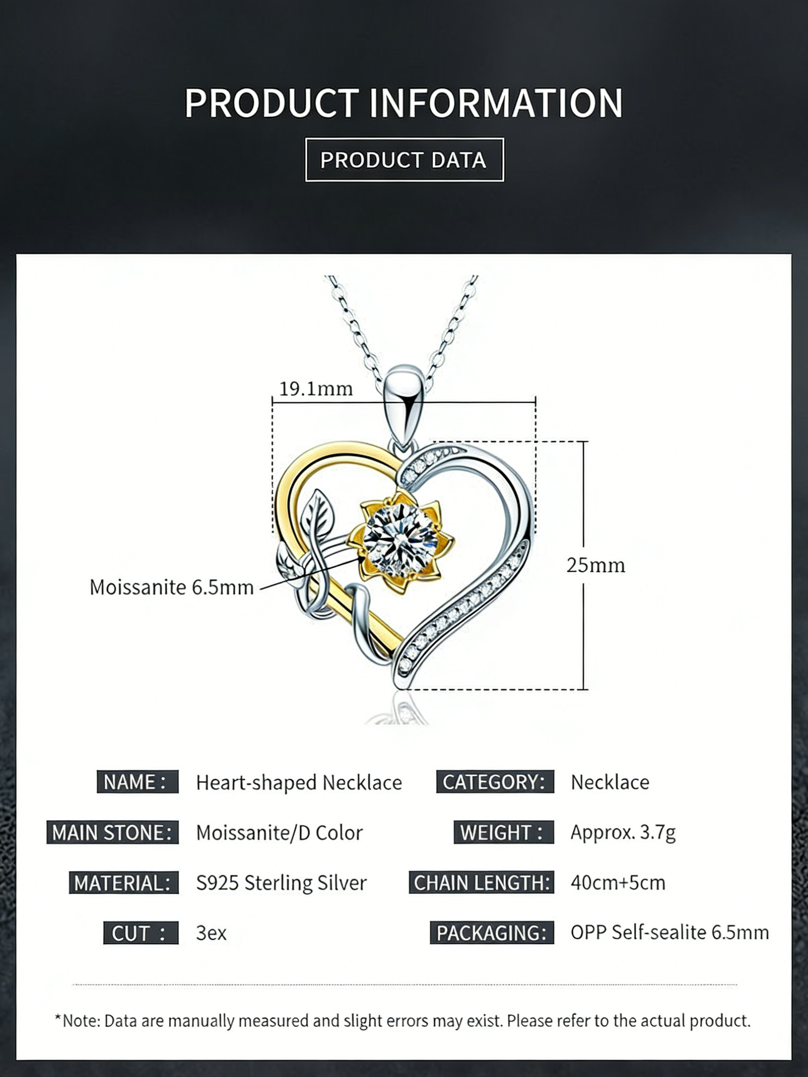 Moissanite Heart Necklace - HJewelry