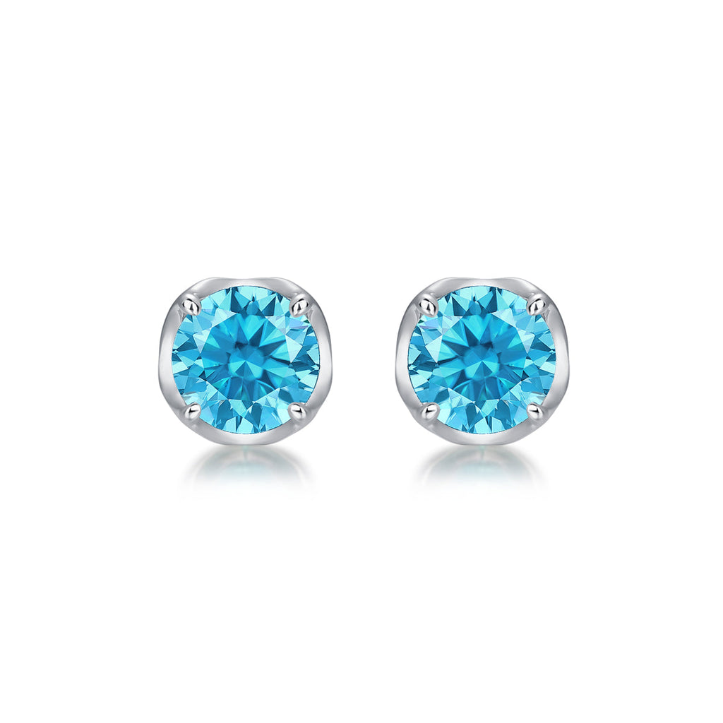 5mm Round Glacier Blue Moissanite Earrings