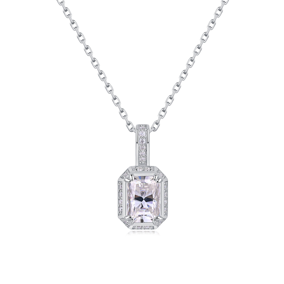 6x4mm Octagon Radiant-cut White Moissanite Pendant
