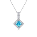7mm Square Glacier Blue Moissanite Pendant