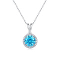 8mm Round Glacier Blue Moissanite Pendant