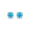 6.5mm Round Glacier Blue Moissanite Earring