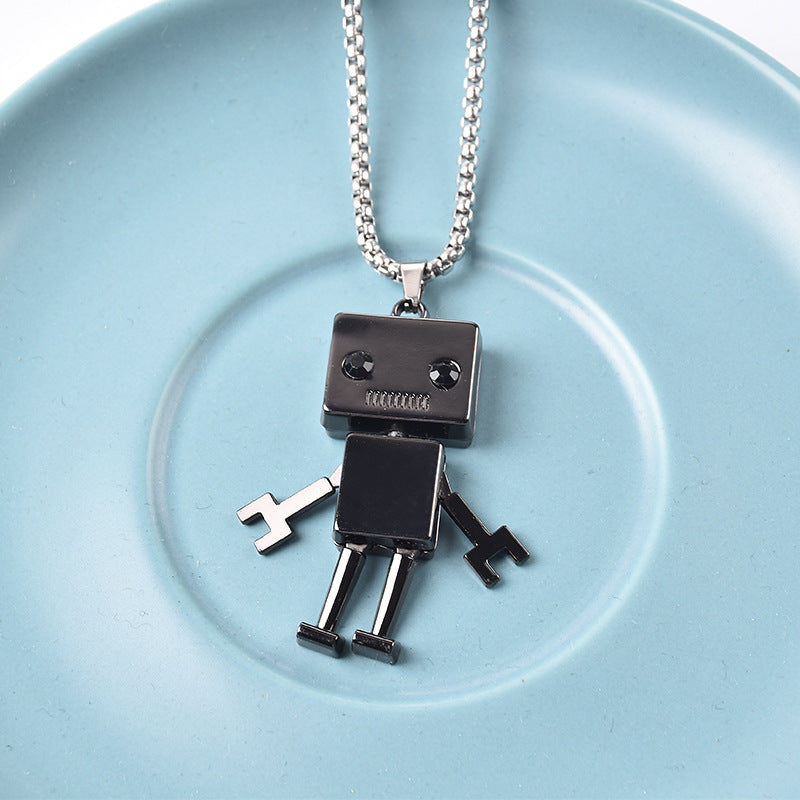 European and American ins earth cool jumpy hip hop activity robot necklace personality trendy men's couple pendant sweater chain ornament