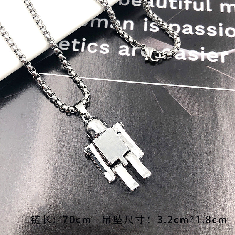 European and American ins earth cool jumpy hip hop activity robot necklace personality trendy men's couple pendant sweater chain ornament