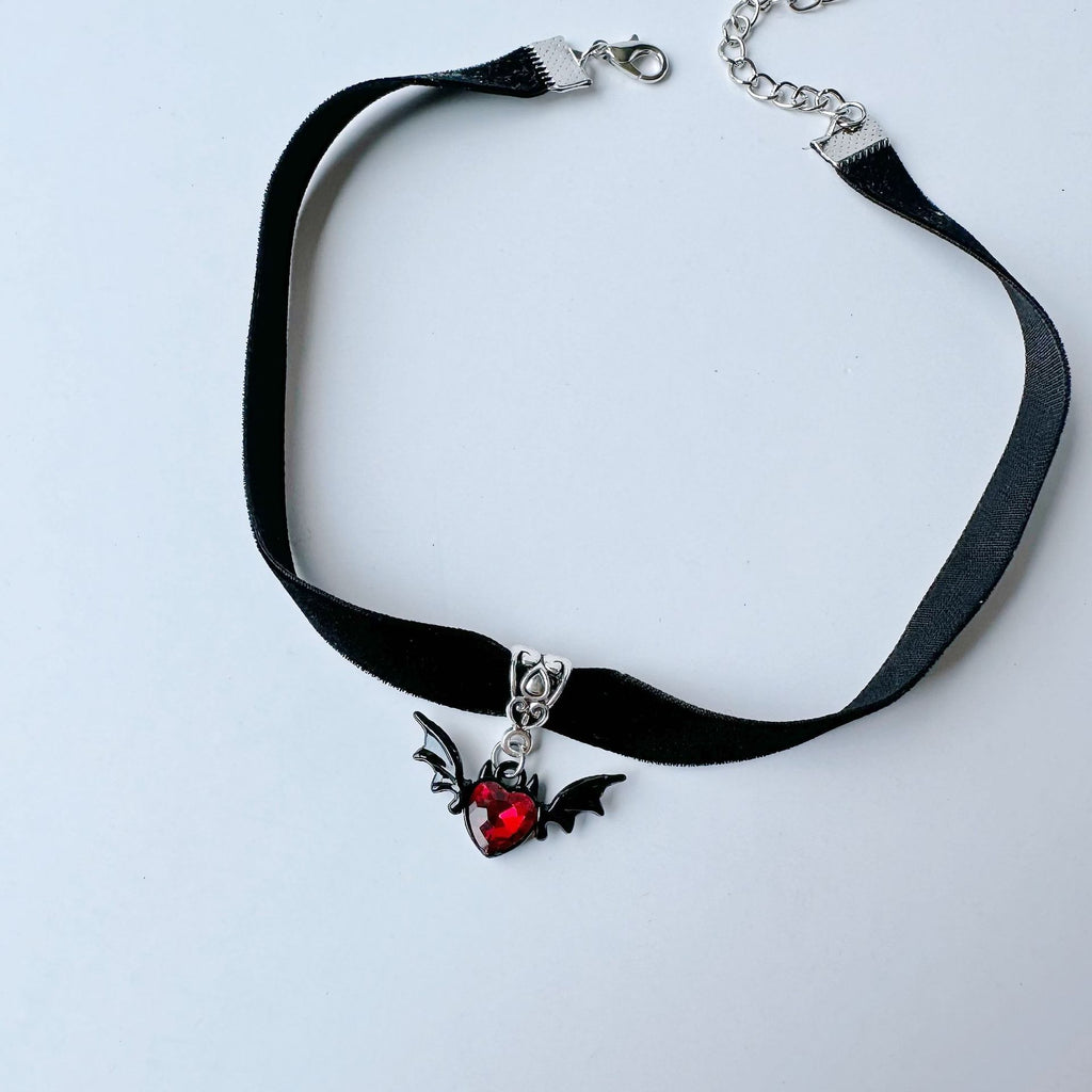 Gothic Demon Bat Wing Pendant Collar Necklace