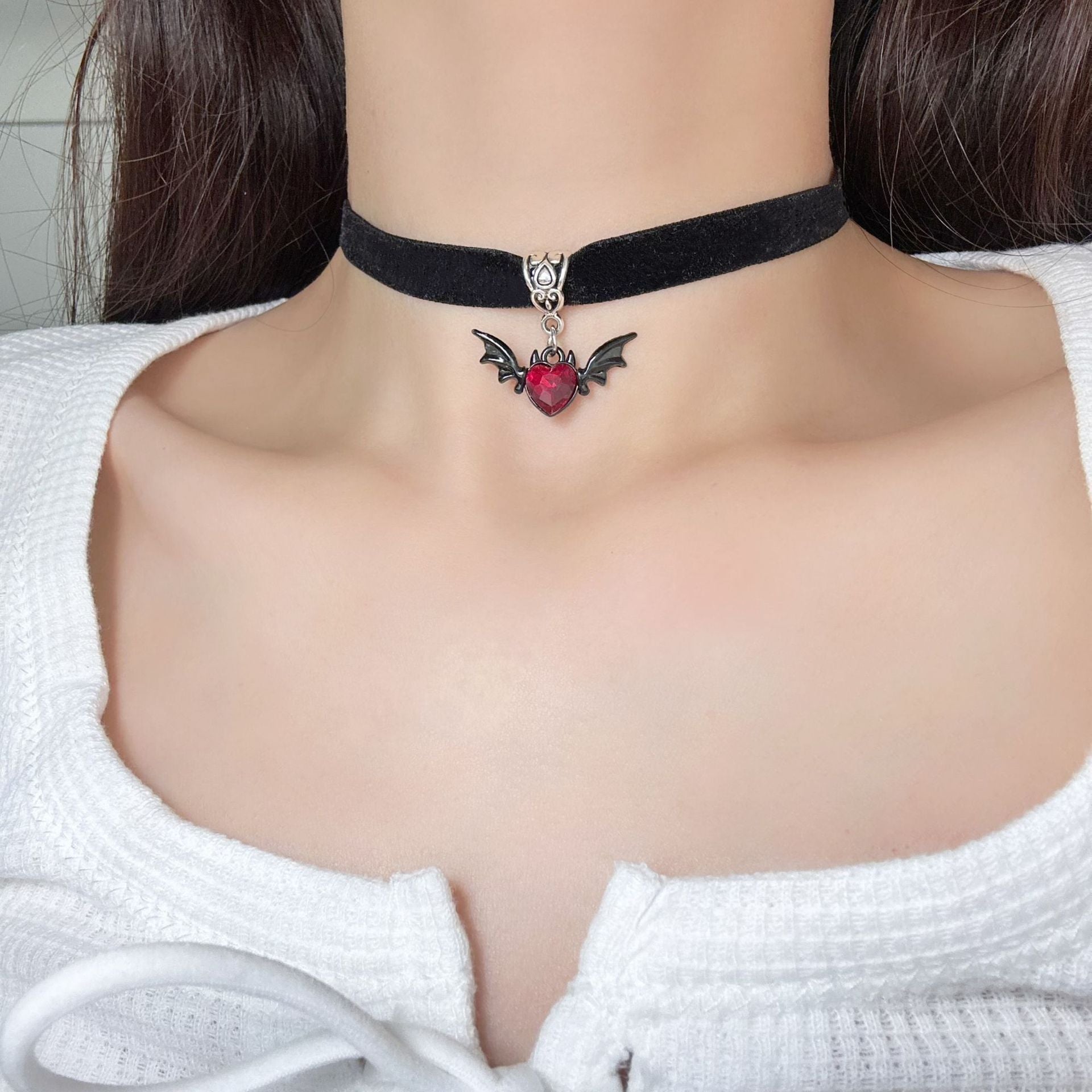Gothic Demon Bat Wing Pendant Collar Necklace