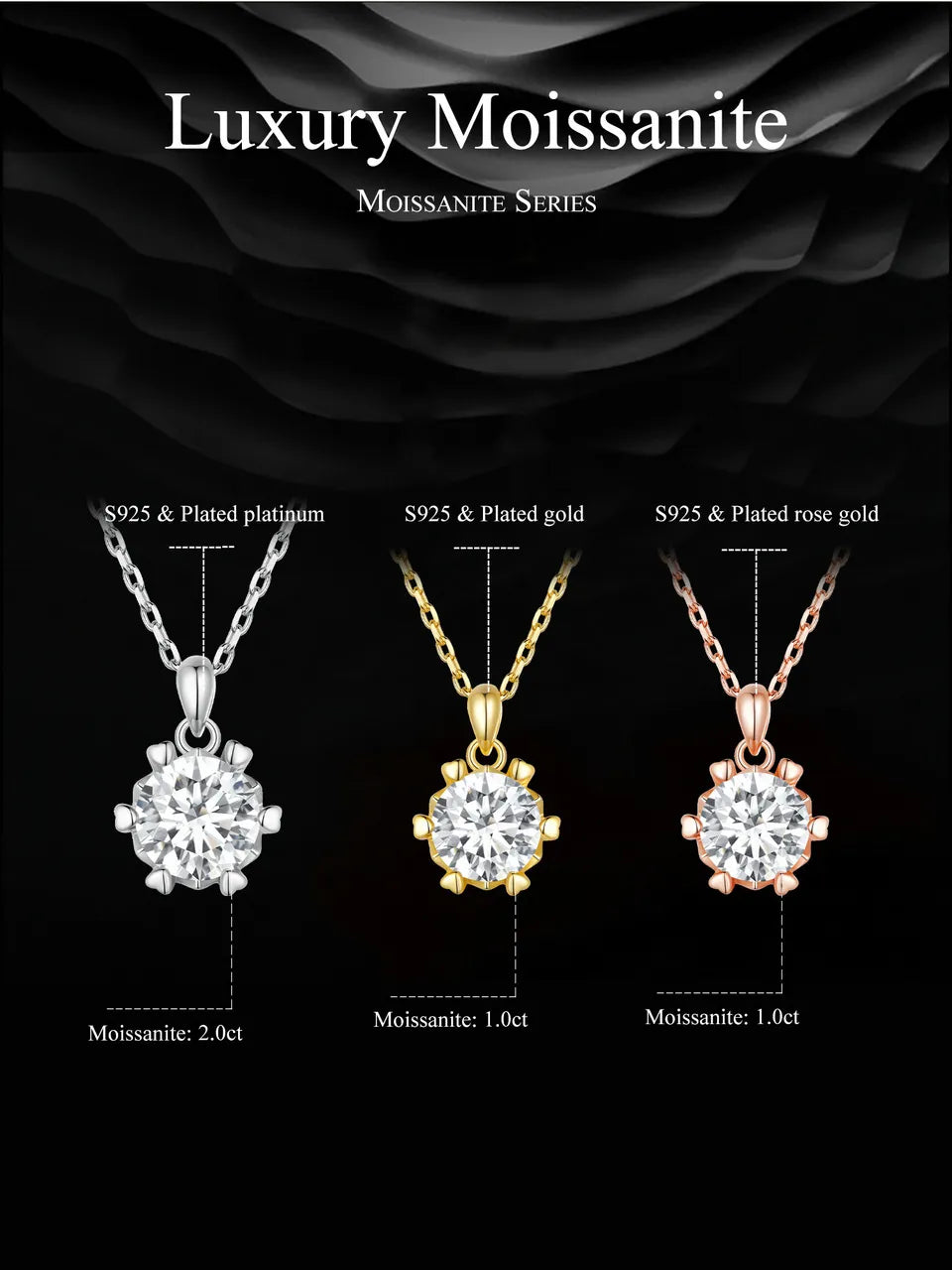 Moissanite Round Necklace - HJewelry