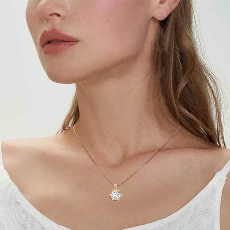 Moissanite Round Necklace - HJewelry